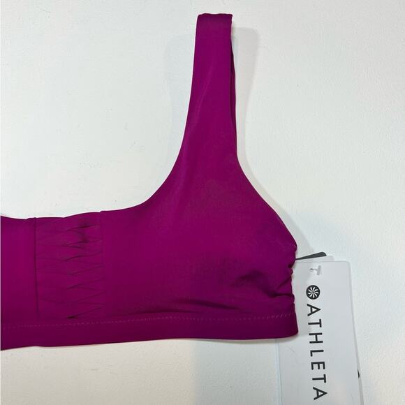 NWT Athleta Adriata Bikini Top Swim Twist Braid Ruche Fuchsia Magenta XXS - Picture 10 of 14
